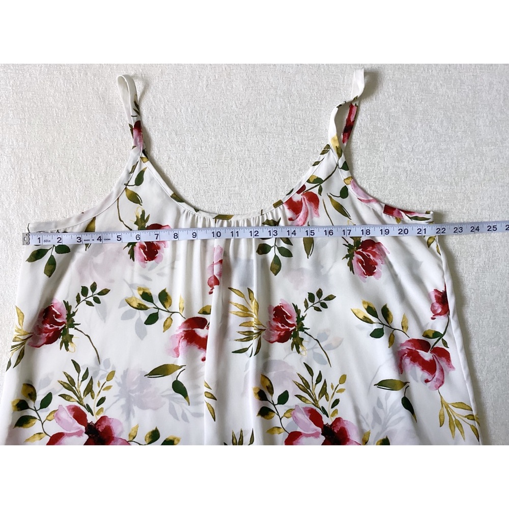Torrid Floral Print Challis Cami Woman’s 1X Sharkbite Hem Cream & Pink Color - Picture 7 of 8